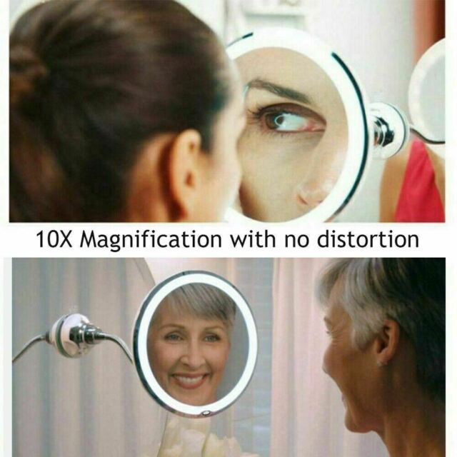 10X Gooseneck Magnifying Makeup Mirror Magnification Bathroom Mirror + LED Light