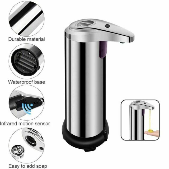 250ml Stainless Auto Handsfree Sensor Touchless Soap Dispenser Kitchen Bathroom