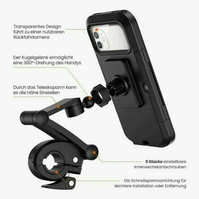 Motorcycle Bike Handlebar Phone Mount Holder Waterproof Case for iPhone Samsung