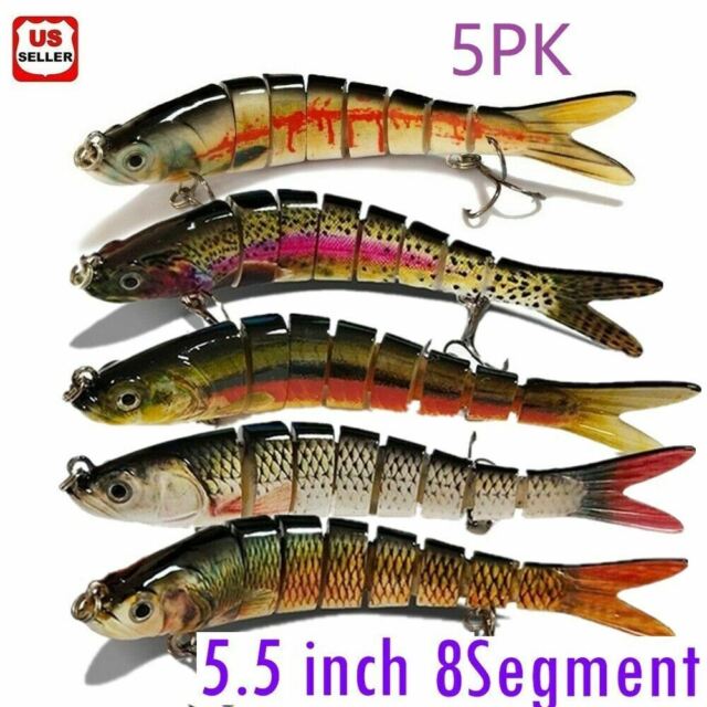 5PCS Lifelike Eyes 8 Segment Bionic Bait Treble Hooks Crucian Carp Fishing Lure