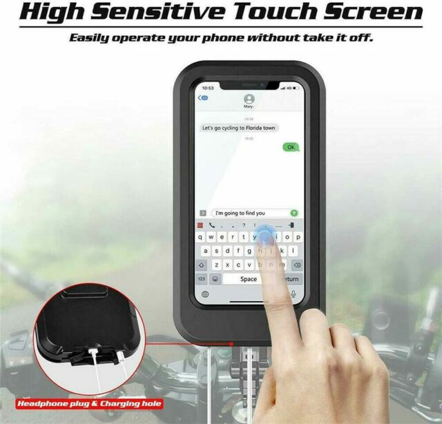 Motorcycle Bike Handlebar Phone Mount Holder Waterproof Case for iPhone Samsung