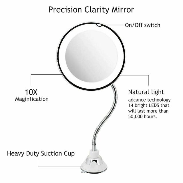 10X Gooseneck Magnifying Makeup Mirror Magnification Bathroom Mirror + LED Light