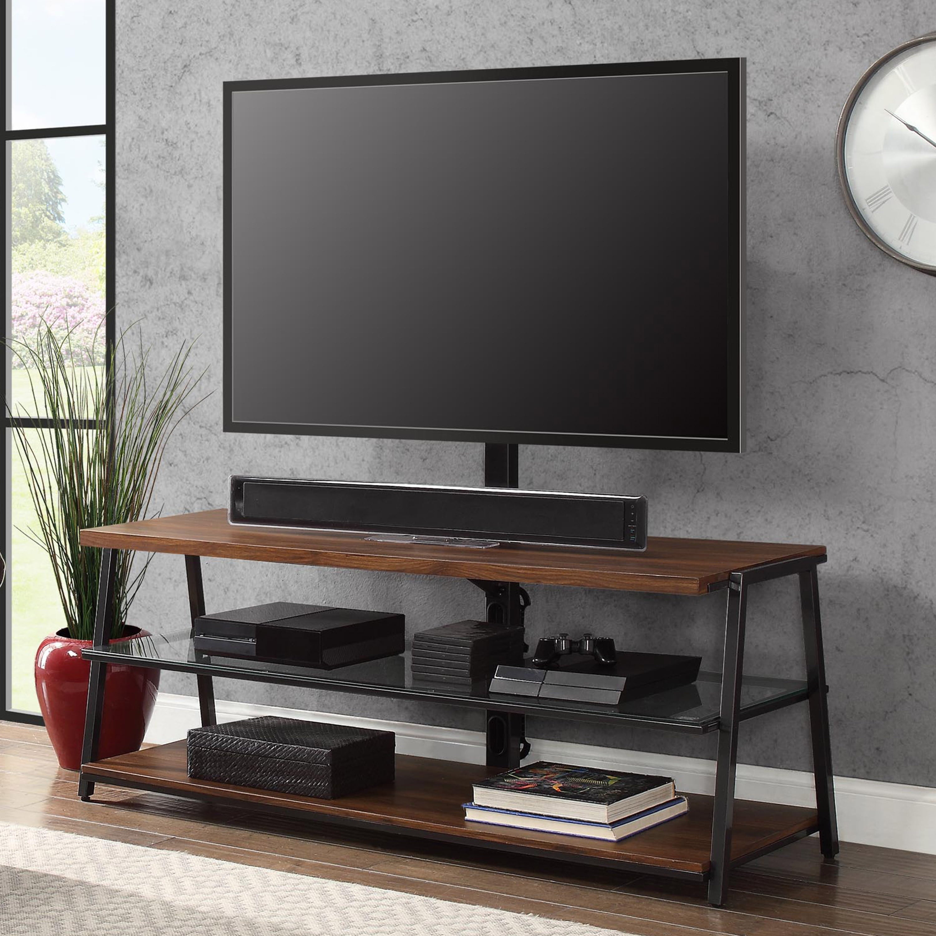 Mainstays Arris 3-in-1 TV Stand for Televisions up to 70", Perfect for Flat Screens, Canyon Walnut Finish