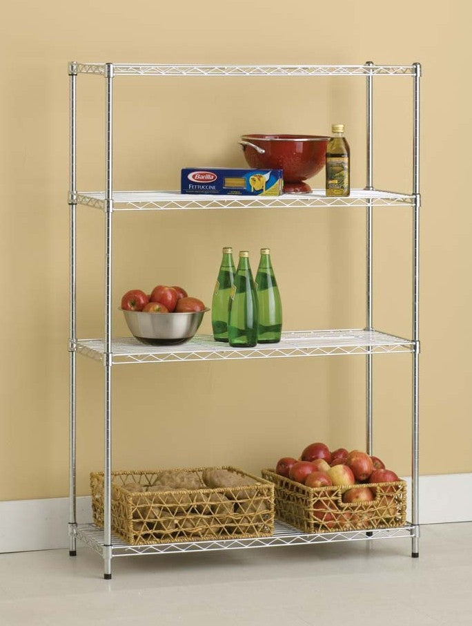 HSS 14"Dx36"Wx54"H, 4 Tier Steel Wire Shelving Rack, Silver/Zinc,  Weight Capacity Per Shelf 250 Lbs Evenly Distributed