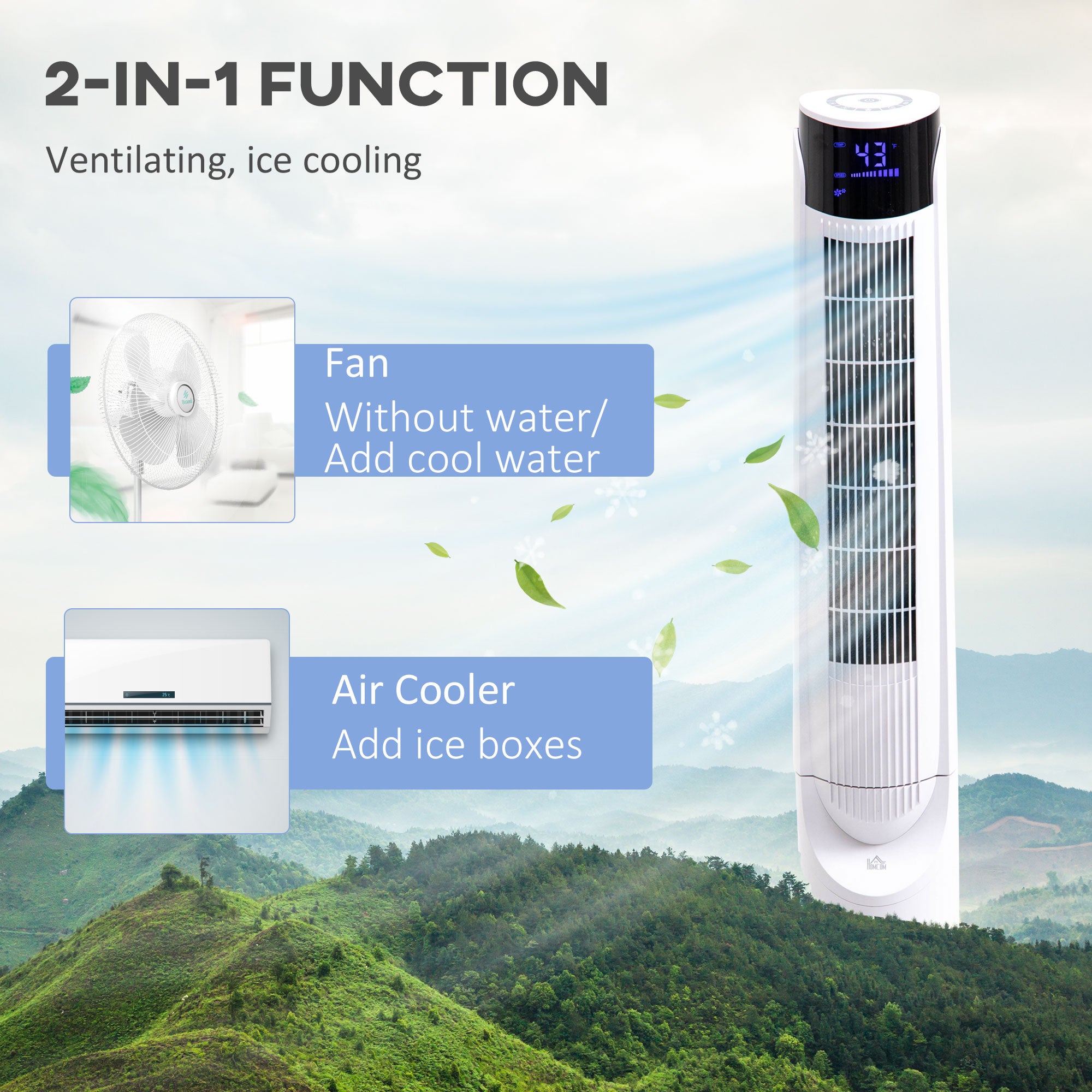 Air Cooler, Evaporative Ice Cooling Tower Fan Bedroom w/ Remote Control