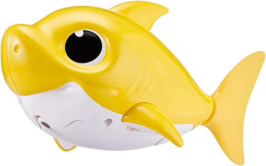 Robo Alive Junior Baby Shark Battery-Powered Sing and Swim Bath Toy by ZURU - Baby Shark (Yellow)