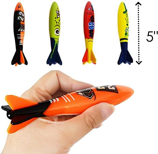 Haktoys Underwater Diving Torpedo Bandits, Swimming Pool Toy 5” Sharks Glides Up to 20 Feet Fun ...