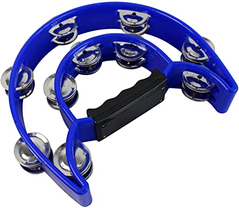 Half Moon EZ Grip Tambourine 20 Jingles - Blue