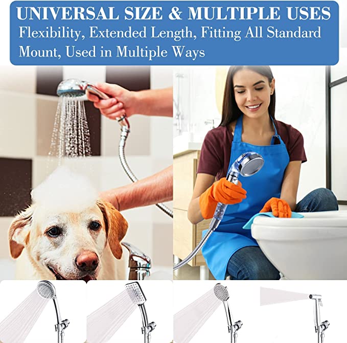 Shower Hose, 69 inches Expandable Shower Hose Extra Long for Bathing Toilet Cleaning, Leakproof