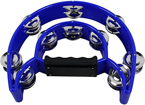 Half Moon EZ Grip Tambourine 20 Jingles - Blue