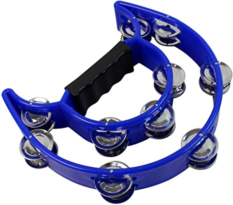 Half Moon EZ Grip Tambourine 20 Jingles - Blue