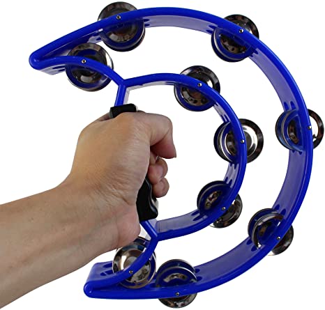 Half Moon EZ Grip Tambourine 20 Jingles - Blue