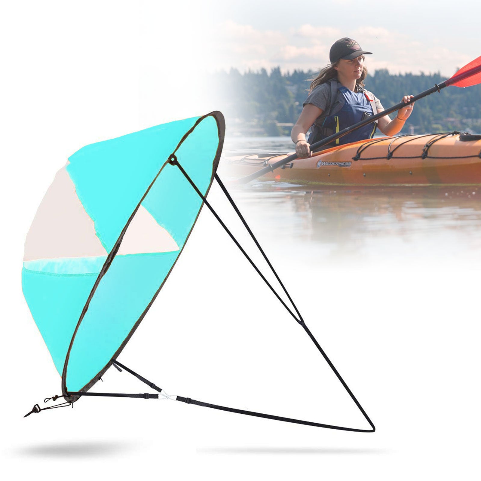 42" Portable PVC Downwind Wind Paddle Instant Popup Board Sail Kayak Accessories