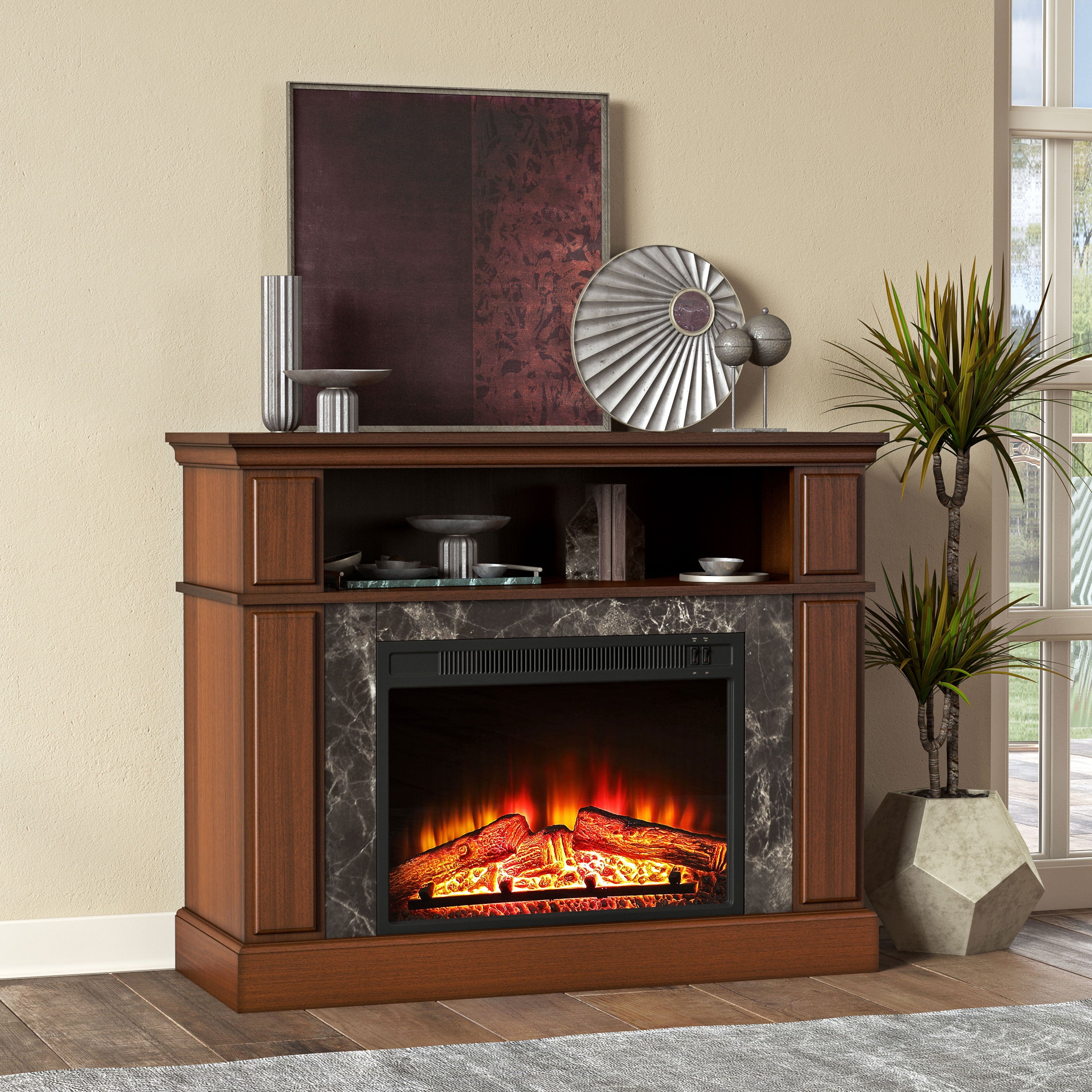 Mainstays Loring Media Fireplace for TVs up to 48" and 50lbs, Multiple Finishes