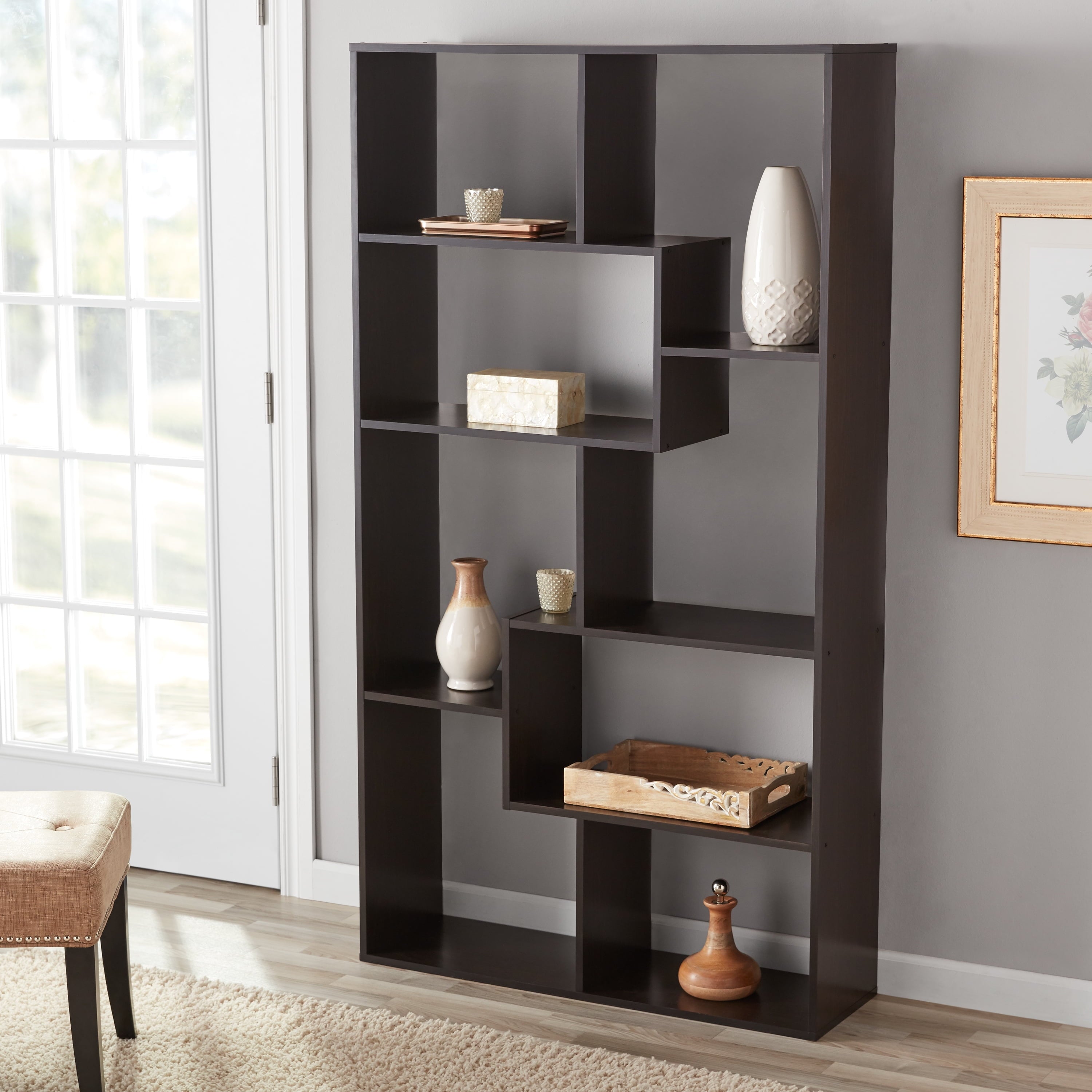 Mainstays Modern 8-Cube Bookcase, Espresso