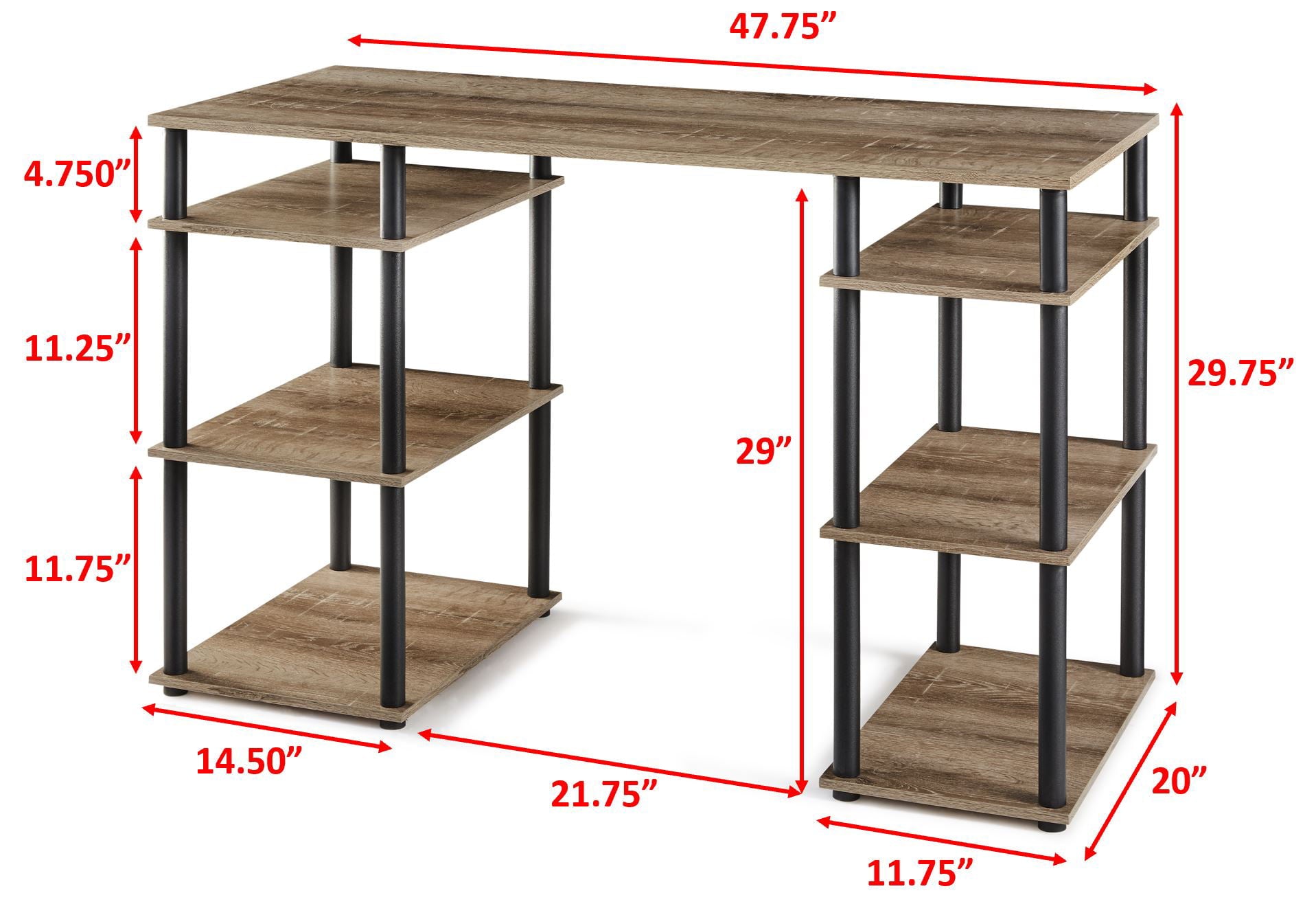 Mainstays No Tools Computer Desk, Rustic Brown