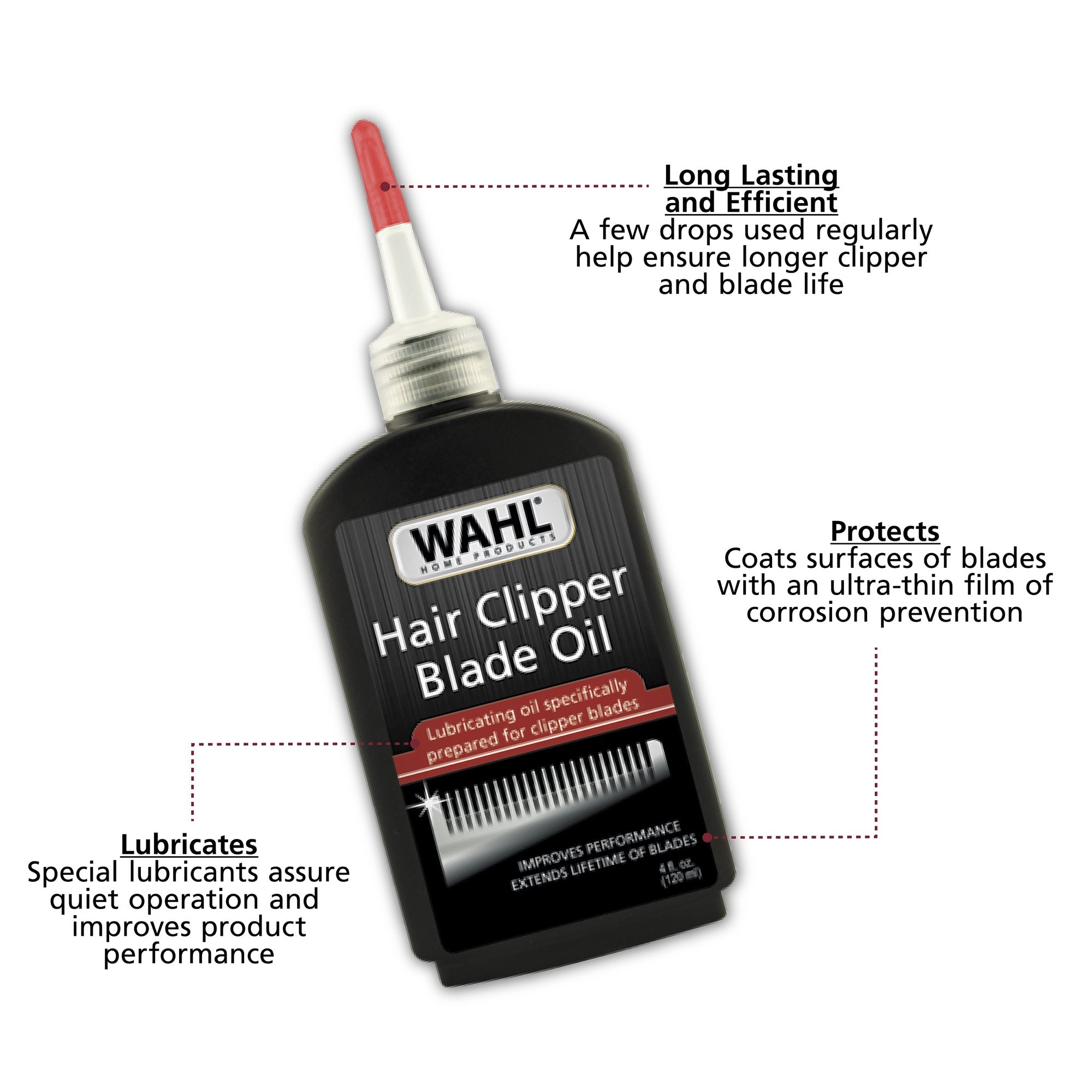 Wahl Premium Hair Clipper Blade Lubricating Oil for Clippers, 4 Fluid Ounces – 3310-300