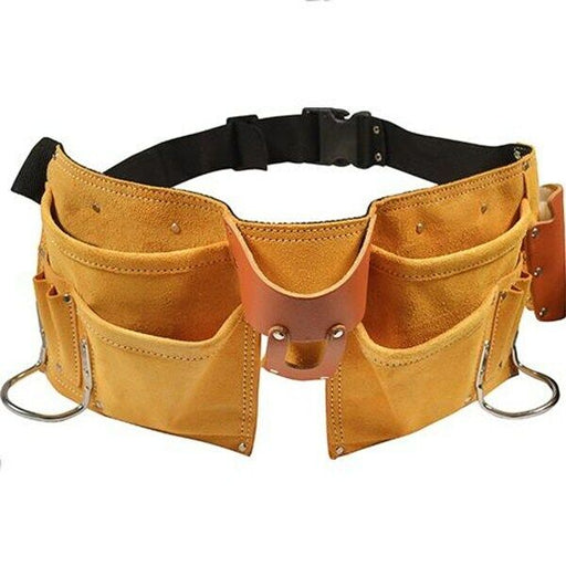 11 pocket leather tool belt w/ quick release buckle carpenter construction pouch