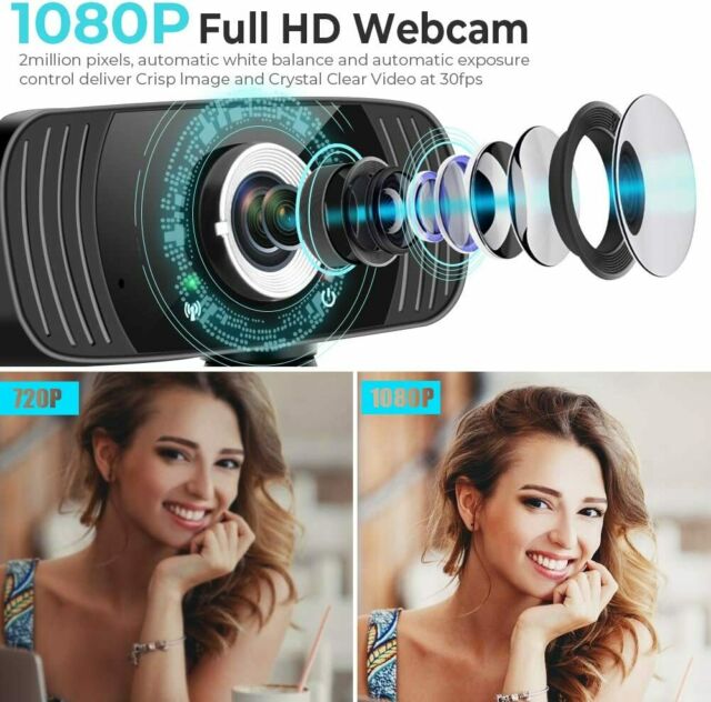 1080P Full HD USB Webcam for PC Desktop & Laptop Web Camera with Microphone/FHD