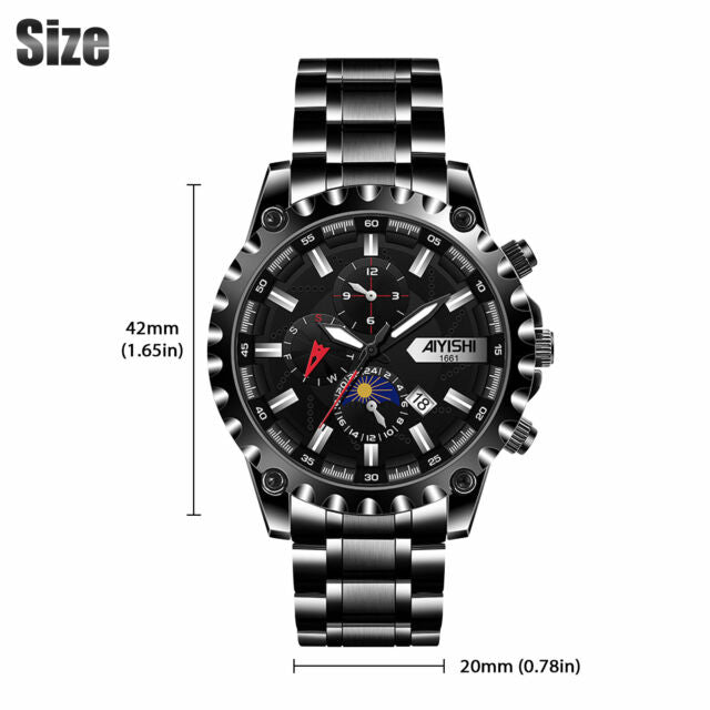 Waterproof Men Stainless Steel Quartz Watch Classic Business Luminous Wristwatch