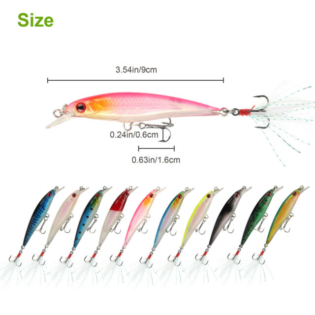 10pcs Lot Kinds of Fishing Lures Crankbaits Hooks Salmon Baits Tackle Crank Kit