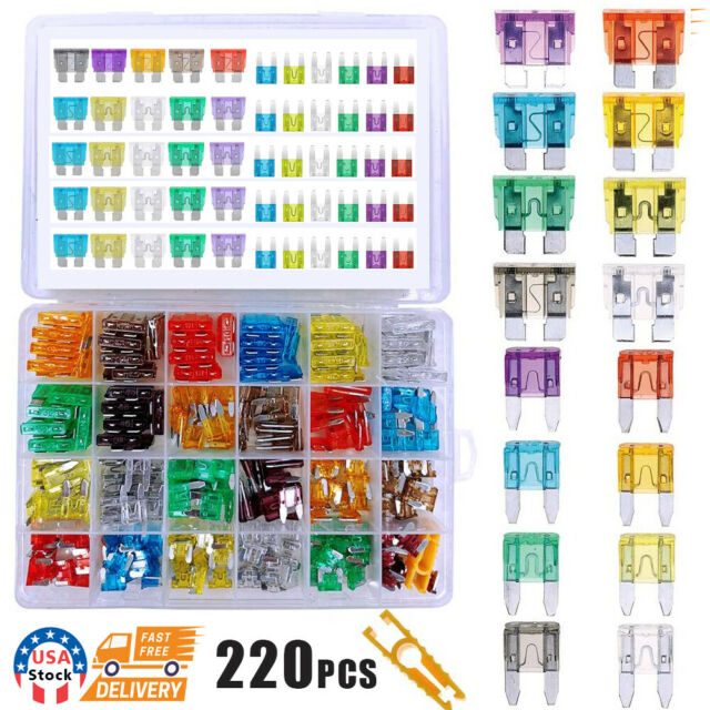 USA 220pcs/Set ATC ATO Car Blade Fuse Assortment Auto Truck Motorcycle Fuses Kit