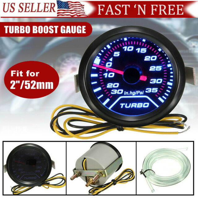 Universal Car 2" 52mm LED PSI Turbo Boost Gauge Pressure Vacuum Smoked Face Fast