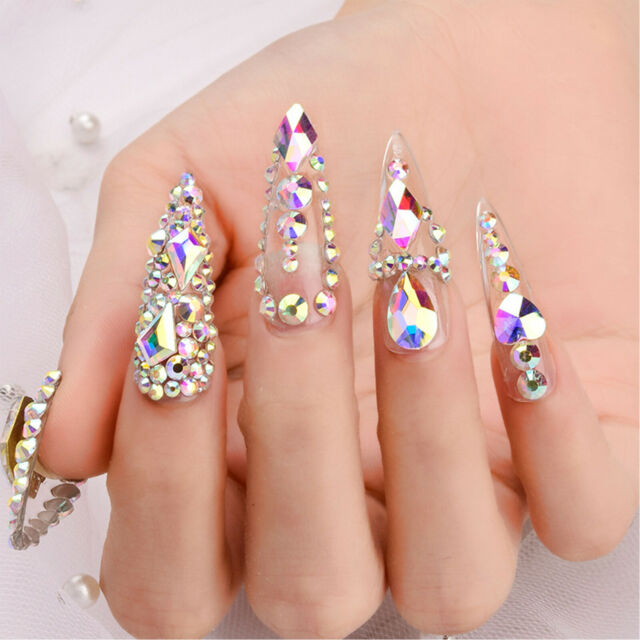 1850PCS Mixed Size Nail Art Rhinestones Flatback Crystal 3D Stones Box Kit