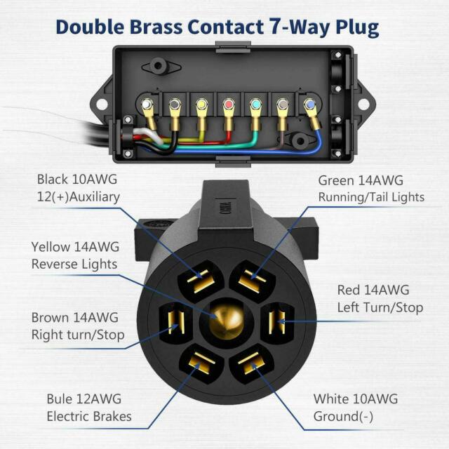 7 Way 7 Feet Trailer Cord Kit Include 12V Breakaway Switch and Plug Holder Cable