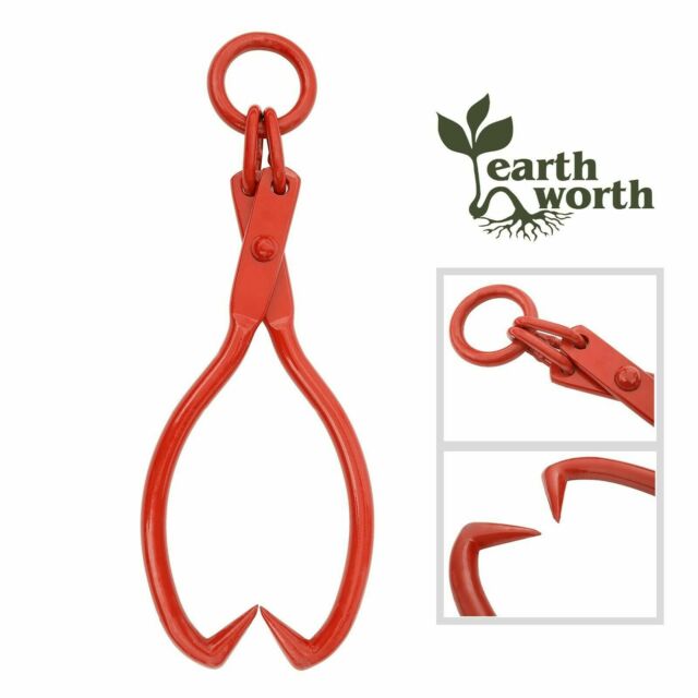 Skidding Tongs with Ring Red 25 Inch Steel Log Lifting Dragging Log Tongs