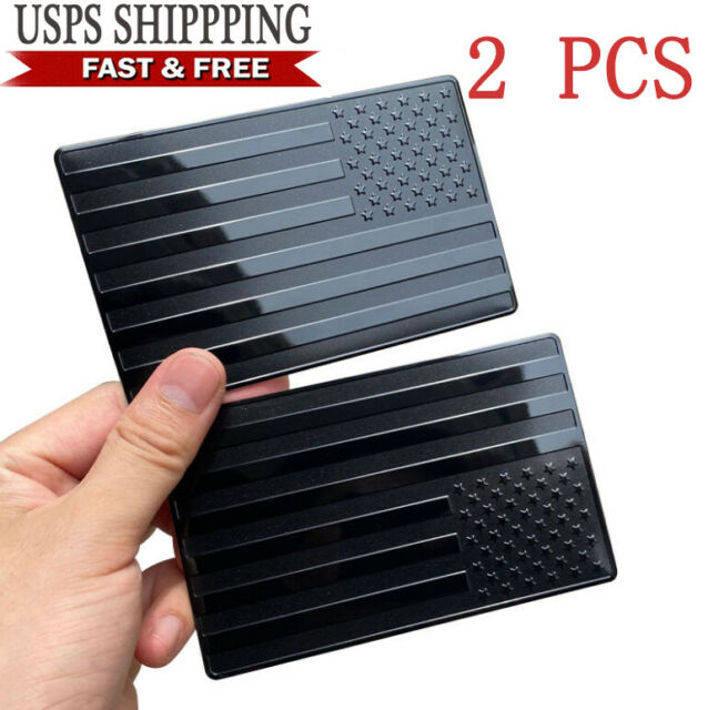 2PCS Metal USA Flag Sticker American Car Truck Decal Emblem Black