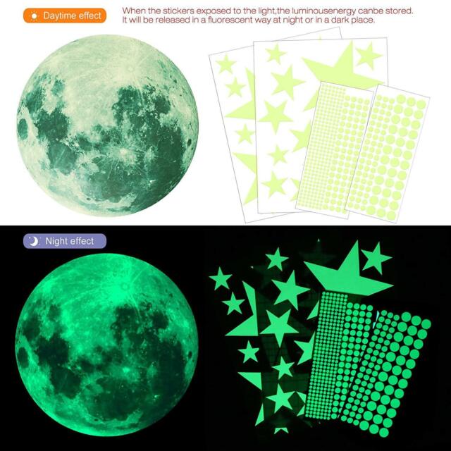 435 Glow in The Dark Wall Stickers Stars Moon Luminous Kid Bedroom Ceiling Decal