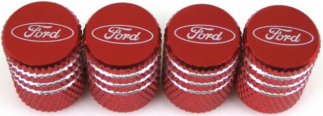 4x Ford Tire Valve Stem Caps For Car, Truck Universal Fitting (Red)