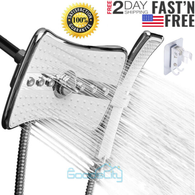 NEW 10'' Rainfall Head Combo High Pressure Dual Head Handheld Shower 4 Setting