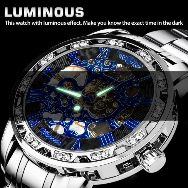 WINNER Men Luxury Stainless Steel Automatic Mechanical Wrist Watch Business Gift