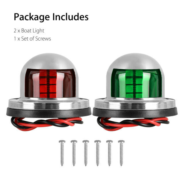 2pcs Marine Boat Yacht Pontoon 12V Stainless Steel 8 LED Bow Navigation Lights