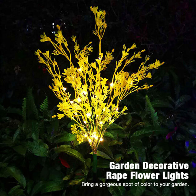 Solar Power Flower Garden Stake Landscape Fairy Lamp Yard Path Canola LED Light