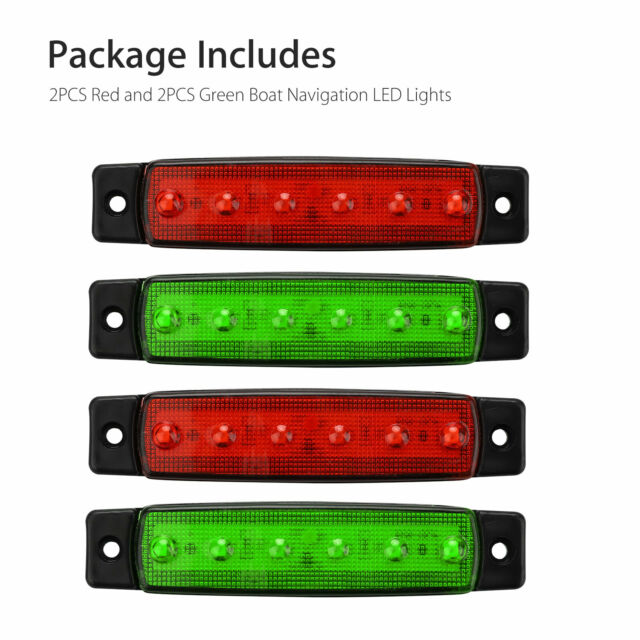 4pcs Red Green Boat Navigation LED Lights Stern Lights Boats Starboard Light 12V