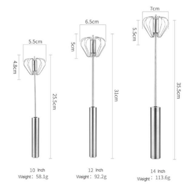 Semi-Automatic Egg Whisk Hand Push Egg Beater Stainless Steel Blender Mixer Whisk 10"