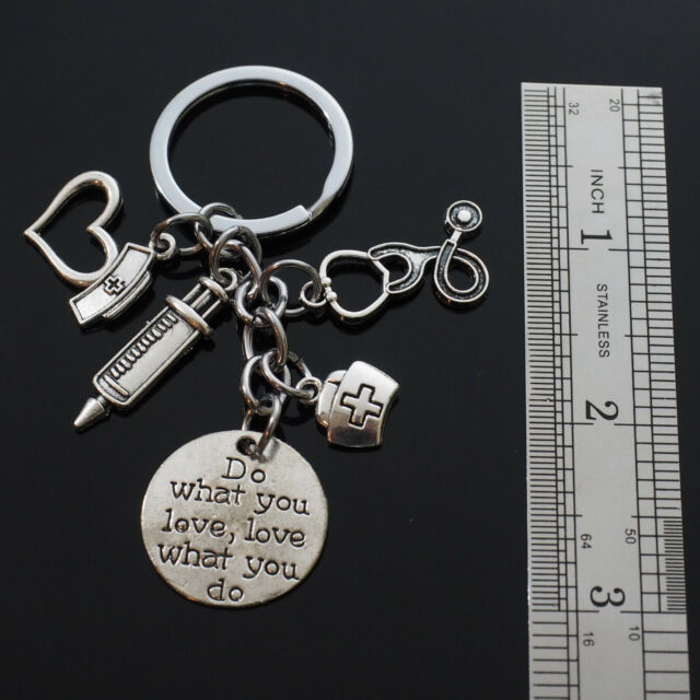 Nurse / Doctor Appreciation Keychain Gift - Heart Cap Stethoscope Charms