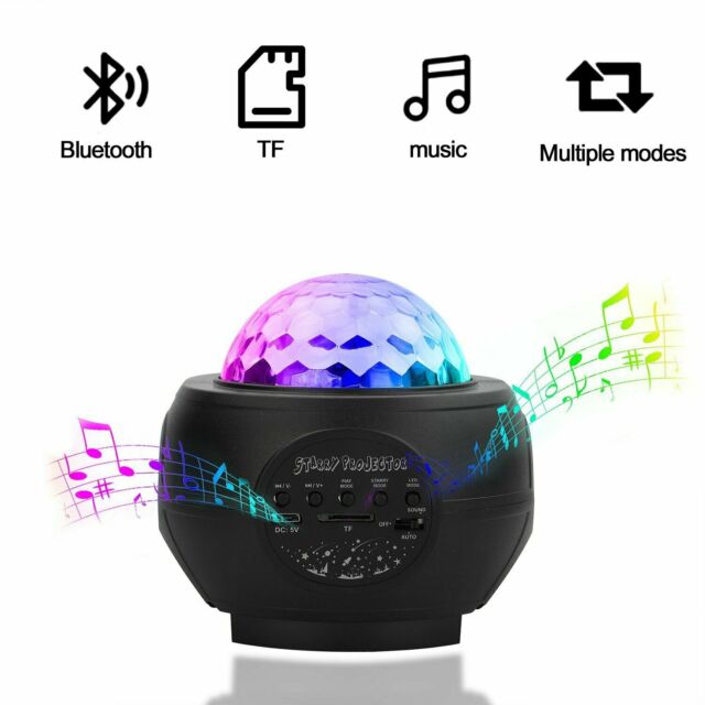 Galaxy Projector Starry Sky Night Light Ocean Star Party Speaker LED Lamp Remote (Black)