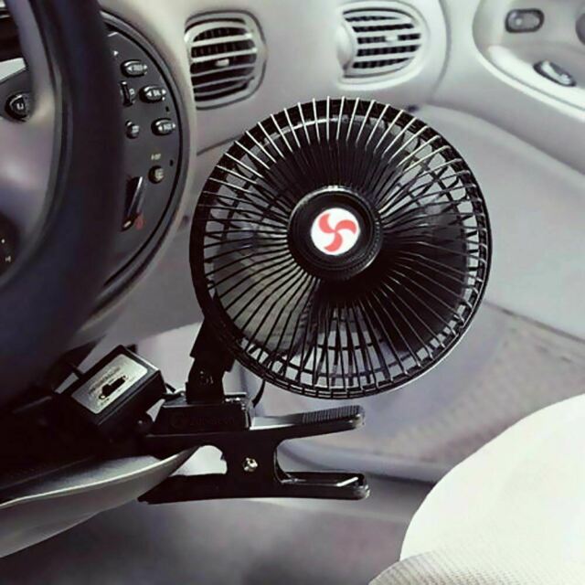 Zone Tech 2x 12V Dashboard Oscillating Cooling Clip On Desk Car Fan Portable