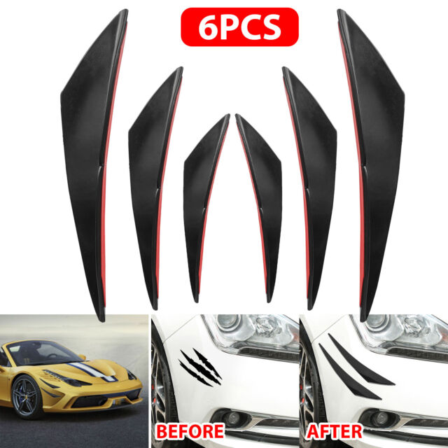 6pcs Universal Gloss Black Car Auto Front Bumper Body Fins Spoiler Canards Refit