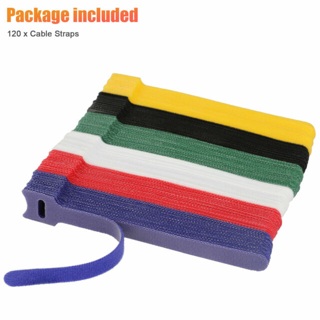 120pcs Reusable Cable Cord Ties Nylon Straps Organizer Wraps 6 Colors 6''x0.47''