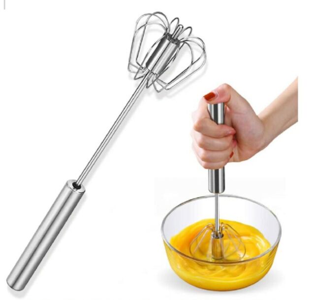 Semi-Automatic Egg Whisk Hand Push Egg Beater Stainless Steel Blender Mixer Whisk 10"