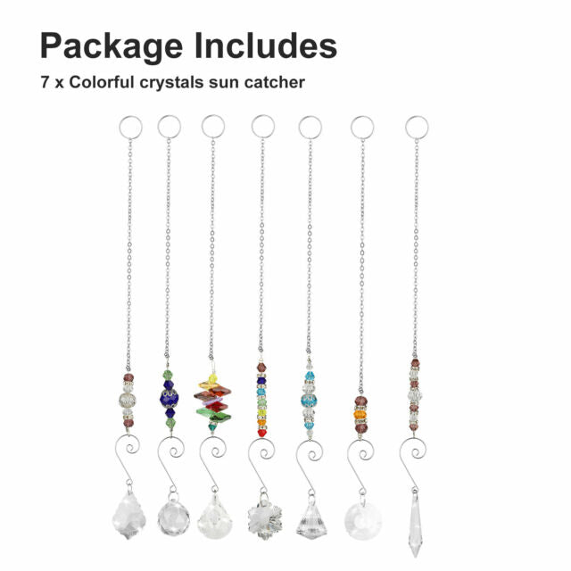 7x Hanging Crystal Prism Pendant Rainbow Suncatcher Home Window Chandelier Decor