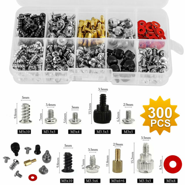 300Pcs Computer Screw Standoffs Kit Set for Hard Drive Computer Case Motherboard