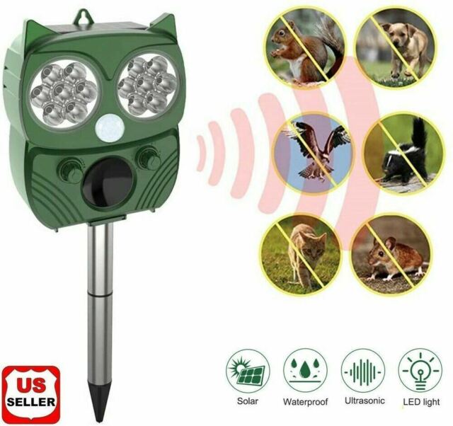 Solar Power Ultrasonic Animal Repeller Pest Repellent Cat Deer Raccoon Garden US