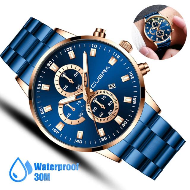 CUENA Waterproof Men Watch Relojes De Hombre Stainless Steel Quartz Classic Gift