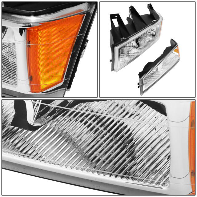 For 04-12 Chevy Colorado gmc canyon chrome/amber bumper headlight head lamps